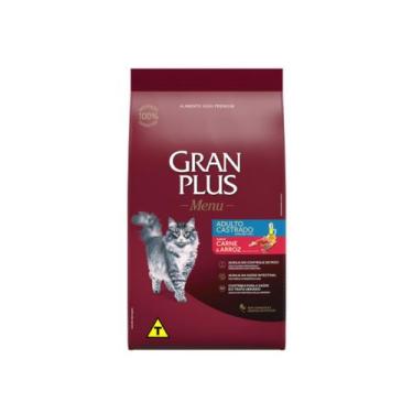 Imagem de Ração Para Gatos Alimento 10KG Granplus Menu Adulto Castrado Sabor Car