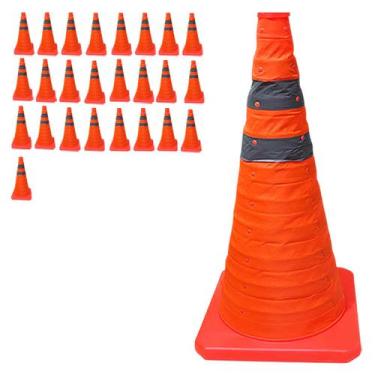 Imagem de Cone Estrada Flexivel Retratil Kit 25 Uni Alerta Portatil Dobravel Tra