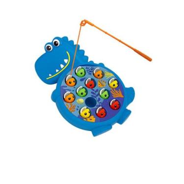 Imagem de Brinquedo de Pesca Infantil Dino Varinha e Peixinhos 22x17 - Art Brink