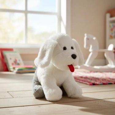 Imagem de Cachorrinho Sheepdog Branco E Cinza De Pelúcia Fofa - Elza Lemos
