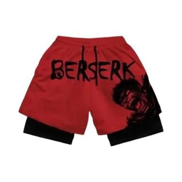 Imagem de Shorts De Treino Esportivos Masculinos plus Size Y2K Anime Maniac Para
