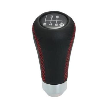 Imagem de Manual Universal Car engrenagem Shift Knob, couro preto, ponto preto, 