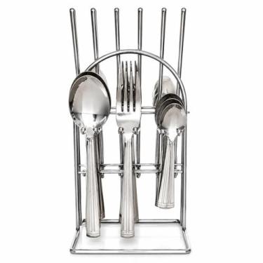 Imagem de Faqueiro Com 25 Peças Com Suporte Aço Inox Monobloco Clássico - Fullfi