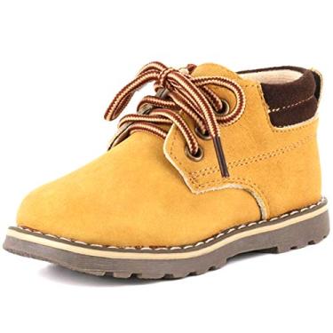 Imagem de Femizee Mocassins de couro para meninos infantis, confortáveis, uniformes, Oxford, vestido de casamento, 1328-Trigo, 18