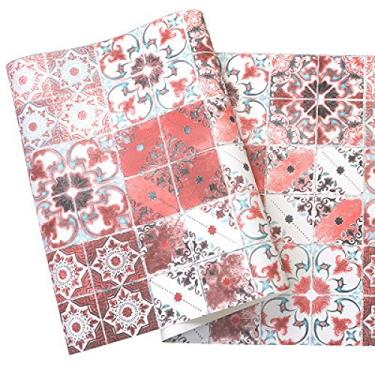 Imagem de WSWJDW Grade geométrica 3D papel de parede adesivos de parede PVC impressos à prova d'água Retro papel de parede ladrilhos de sala de estar Decalques de papel, 4,53 cm x 10 m