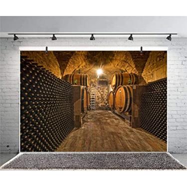 Imagem de Yeele Pano de fundo de foto de vinil de 3 x 2,4 m adega subterrânea de vinhos de carvalho garrafas escada grunge chão madeira fundo fotografia retrato sessão de fotos Studio Adereços..