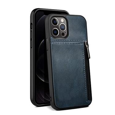 Imagem de Capas de telefone de couro de luxo para iphone 13 12 pro max capa de telefone de couro slots para cartão porta moedas bolsa carteira azul para iphone 13