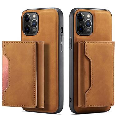 Imagem de Capa de telefone de couro magnético removível para iPhone 13 Pro Max 12 11 Pro SE 2020 7 8 Plus X XR XS Max Bolsas de cartão de carteira marrom, para iPhone 7Plus 8Plus
