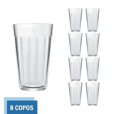 Imagem de Kit 8 Copo Americano Vidro Long Drink 345ml Cristal Nadir