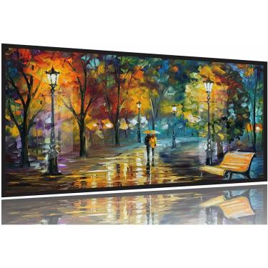 Imagem de Quadro Abstrato Moderno Em Arte Para Sala Quarto Hall 130x60 Moldura Preta 2x2