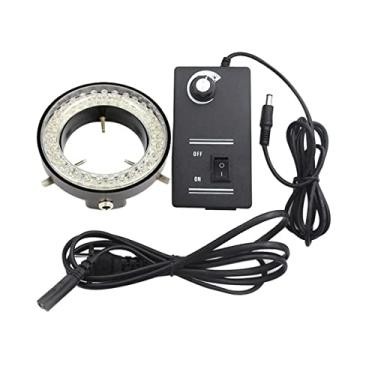 Imagem de Kit de acessórios para microscópio Iluminação branca de 60 LEDs com adaptador de energia para microscópio de zoom estéreo, luminária de luminária de iluminador ajustável Slides de microscópio