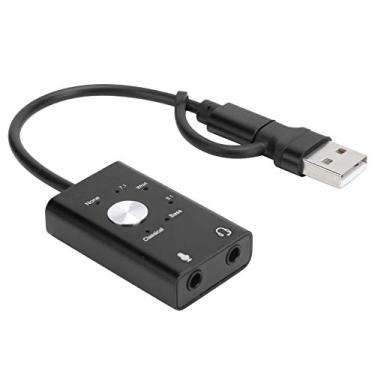 Imagem de Placa de som Tipo-C para áudio, adaptador de mixagem de USB 2 em 1 placa de som estéreo externa 7.1 canais para telefone tablet computador