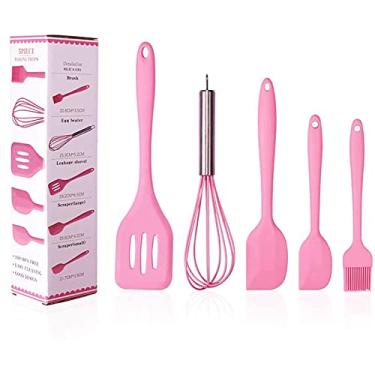 Imagem de Kit De Utensílio De Cozinha De Silicone De 5 Peças - Seguro E Macio, Não Machuque O Pote (Rosa)-Kit-5-Rosa Rosa
