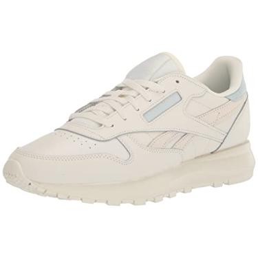 Imagem de Reebok Tênis feminino clássico de couro Sp, Giz/Vidro Azul, 5.5