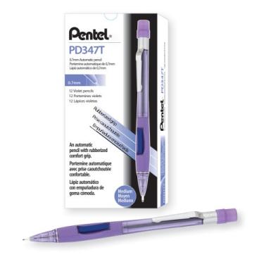 Imagem de Pentel Lapiseira Quicker Clicker, tamanho de grafite de 0,7 mm, tubo violeta transparente, caixa com 12 (PD347TV)