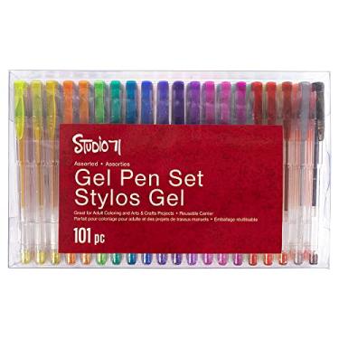 Imagem de Craft County Conjunto de 100 canetas de gel – Suporte reutilizável incluído – Fórmula de nível profissional – Ponta fina – livros para colorir, Diários, rabiscos, desenho, projetos escolares