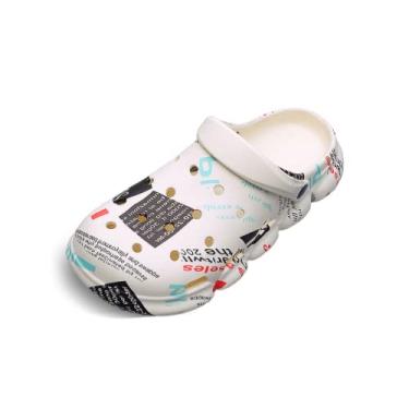 Imagem de SHABADUER Tamancos de verão masculinos e femininos, sapatos aquáticos casuais confortáveis, chinelos por , sapatos de praia, Branco e preto, 8.5 Women/7 Men