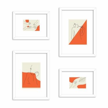 Imagem de Conjunto De 4 Quadros Decorativos Premium Mulher Cru