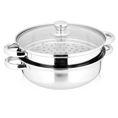 Imagem de Conjunto de 2 peças de panelas de aço inoxidável Yamde – e tampa, caldeira dupla de panela de vaporizador