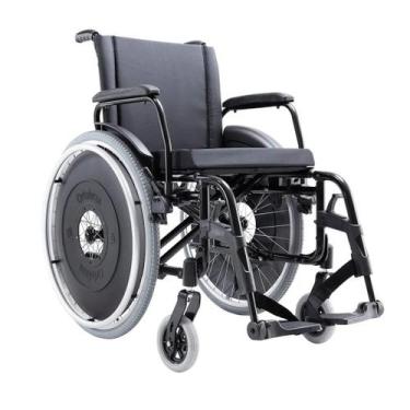 Imagem de Cadeira De Rodas Avd Alumínio Preta Ortobras Assento 38 Ao 50 Cm