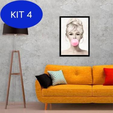 Imagem de Kit 4 Quadro Decorativo Brigitte Bardot Chicletes 34X23cm - Quadros On