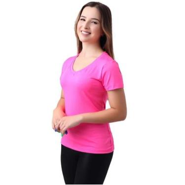 Imagem de Camiseta Proteção Solar Gola V Feminina Manga Curta Uv50+ Rosa - Outdo