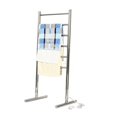 Imagem de Toalheiro de aquecimento elétrico de seis camadas de aço inoxidável em pé de chão banheiro hotel doméstico rack de secagem de aquecimento mudo, prata