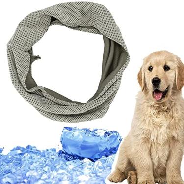 Imagem de Bandana refrescante para cães de verão gola de gelo para animais de estimação respirável cachecol frio instantâneo leve babador pescoço para cães pequenos médios grandes, cinza, G (pescoço: 55cm)