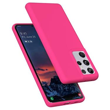 Imagem de E Segoi Capa projetada para Galaxy S21 Ultra, capa à prova de choque de borracha gel de silicone líquido, almofada de forro de pano de microfibra macia compatível com Galaxy S21 Ultra 5G de 6,8