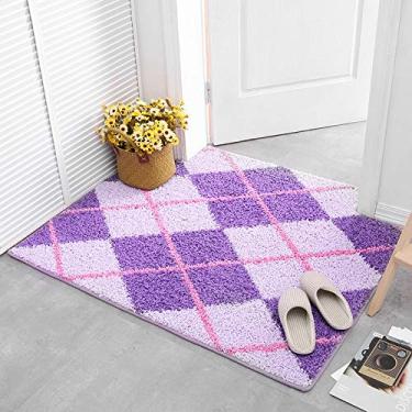 Imagem de Tapete de banheiro, vários padrões desgrenhado antiderrapante tapete de absorção bolo tapete de veludo para sala de estar quarto estudo banheiro varanda capacho de cabeceira infantil, D, 80 * 120 cm