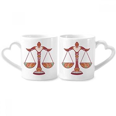 Imagem de Conjunto de canecas de porcelana para casais, símbolo do zodíaco, constelação de Libra, coração
