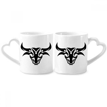 Imagem de Conjunto de canecas de porcelana para casal, símbolo do zodíaco, constelação, touro, coração
