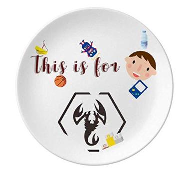 Imagem de Prato de porcelana de insetos naturais envolvidos escorpiões prato redondo para jantar menino homem