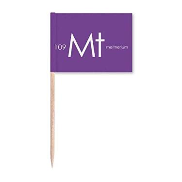 Imagem de Elementos Químicos Mesa de Período Metais de Transição Meitnerium Mt Bandeiras de Palito de Dente Marcador Topper Decoração de Festa