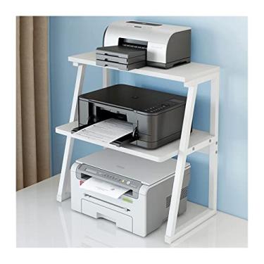 Imagem de KIZQYN Suporte de impressora impressora doméstica copiadora prateleira de armazenamento materiais de escritório rack de acabamento de mesa impressora de mesa de madeira de metal multicamadas (cor: 3 camadas 08)