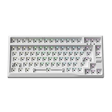 Imagem de Kit de teclado mecânico de 75% com rolos multimídia, métodos de conexão RGB 3 anti-Ghosting 3 kit de teclado de software personalizável com suporte a quente White