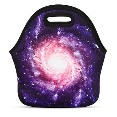 Imagem de Violet Mist Lancheira feminina reutilizável de neoprene, isolada Galaxy Sky, térmica, à prova d'água, 28 cm C x 26 cm A x 14 cm L, 22 cm, serve para recipientes de até 18 cm L x 15 cm C