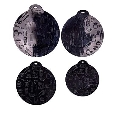 Imagem de Conjunto De Almofada De Silicone Para Fogão De Indução Magnética 4 Unidade Preto Proteção Segurança Descanso De Panela