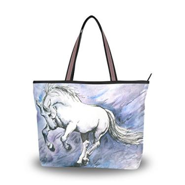 Imagem de ColourLife Bolsa de ombro feminina Crazy Horse com pintura em aquarela, Multicolorido., Large