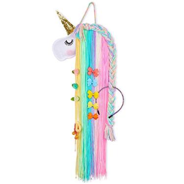 Imagem de (A Light Rainbow) - Beinou Unicorn Hair Clips Holder Rainbow Yarn Tassels Hair Bows Storage Shy Unicorn Face Headband Organiser Unicorn Theme Party Decorations