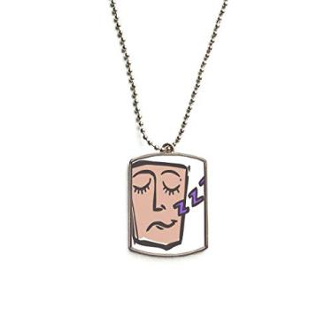 Imagem de DIYthinker Sleep Abstract Face Sketch Happy Colar de aço inoxidável com pingente para cachorro