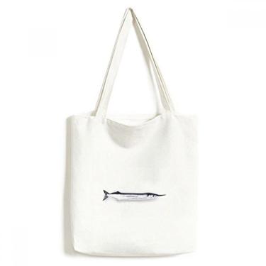 Imagem de Bolsa de lona fina com estampa de peixe oceano fresco, bolsa de compras casual