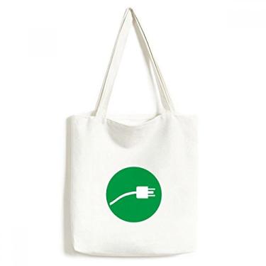 Imagem de Cabo de carregamento verde sacola sacola de lona sacola de compras casual bolsa de compras