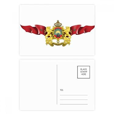 Imagem de Conjunto de cartão postal com emblema nacional da bandeira do Marrocos, cartão de felicitações de aniversário