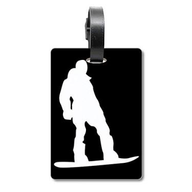 Imagem de Skateboarding Sport Black Outline Pattern Mala Etiqueta Bagagem Cartão de Bagagem Scutcheon Etiqueta