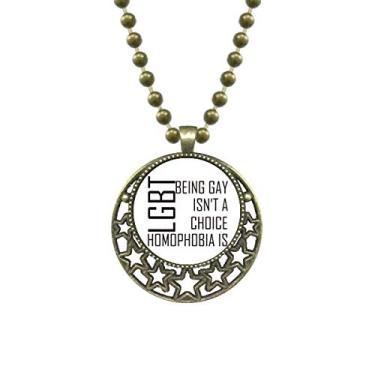 Imagem de DIYthinker LGBT Colar com pingente de estrela ou não com bandeira de arco-íris