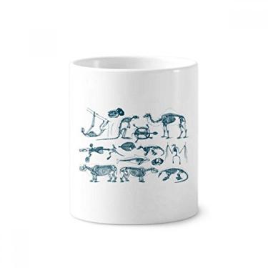 Imagem de Suporte de caneta de escova de dentes com ilustração de osso de animal, suporte de cerâmica, copo lápis