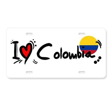 Imagem de DIYthinker I Love Colômbia Bandeira da Palavra Love Ilustration Placa de licença Decoração de aço inoxidável