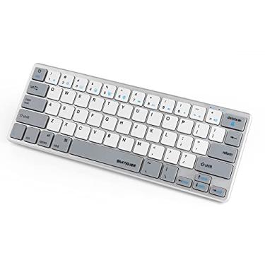 Imagem de SurnQiee Bluetooth de 64 teclas O teclado Bluetooth sem fio portátil de tipo compacto 60% compatível com MacBook, iMac, iPhone e iPad (Prata)
