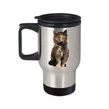 Imagem de Caneca de viagem Tortie Cat – Não – Chá divertido de cacau quente café isolado – Ideia de de Natal